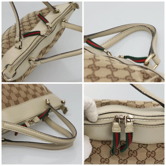 GUCCI GG Canvas Web Sherry Line Hand Bag 2way Beige Gold 269894 Auth BA2226 - Picture 15 of 16